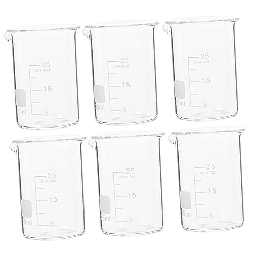 Ciieeo 6個 スケールカップ液体 実験室の測定用品 化学計量カップ エポキシ計量カップ 理科実験用のカップ ビーカーショットグラス ミキシングカップは目盛り付き 低形状ラボビーカー 卒業科